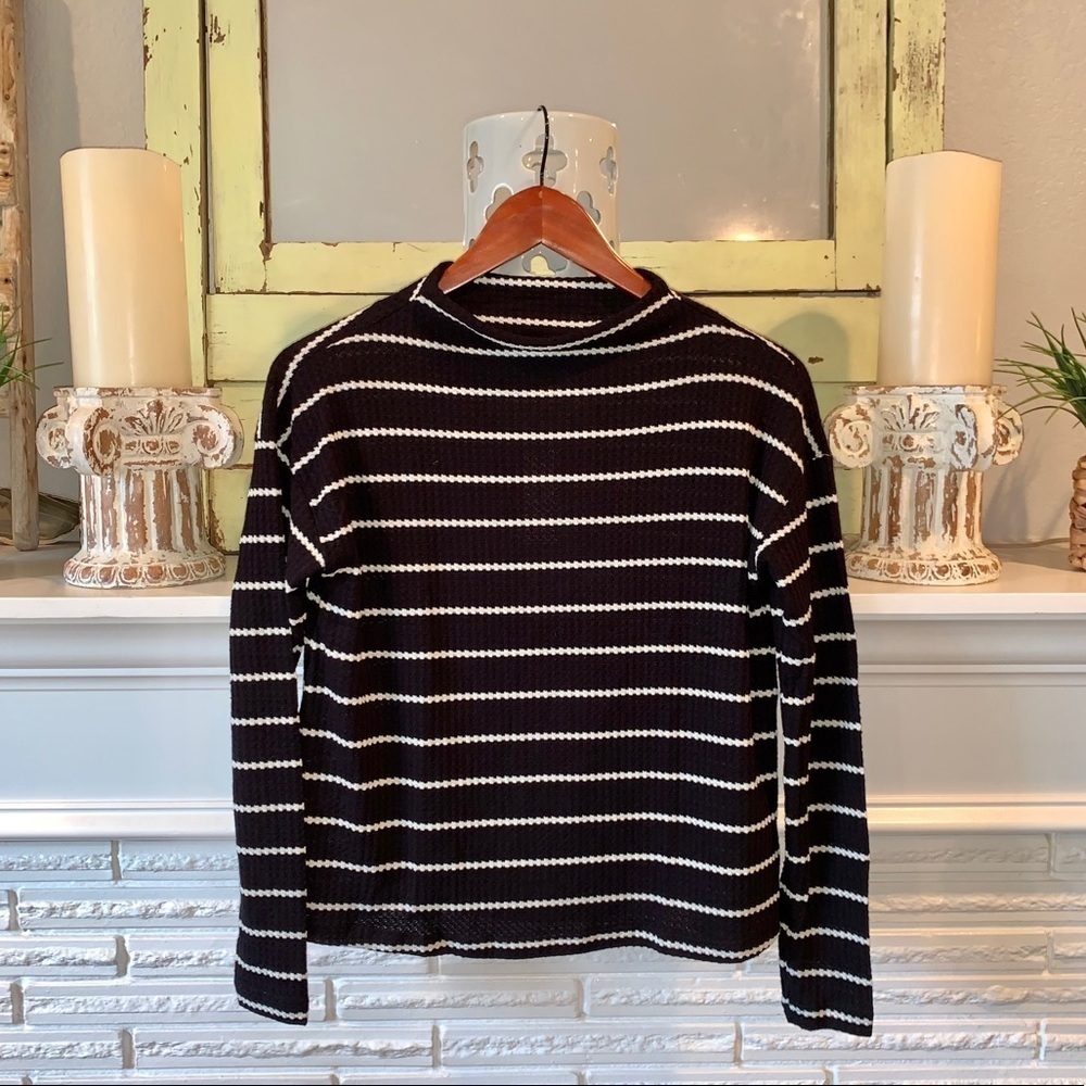 Anthropologie Sunday in Brooklyn Striped Knit Mock Neck Long Sleeve Top NEW XS